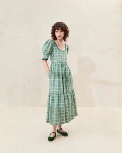 Loeffler Randall 30 Loeffler Randall Gillian Plaid Puff-Sleeve Tiered Dress
