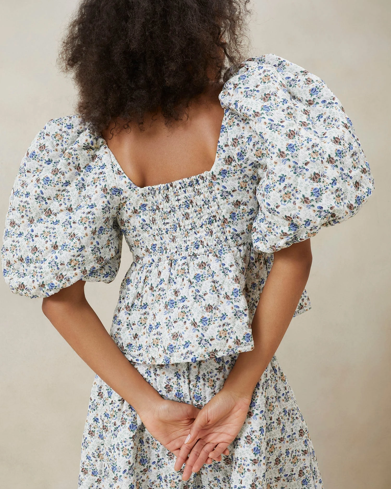 Loeffler Randall Jessalyn Cream Floral Quilted Top 3 Loeffler Randall Jessalyn Cream Floral Quilted Top - Image 3