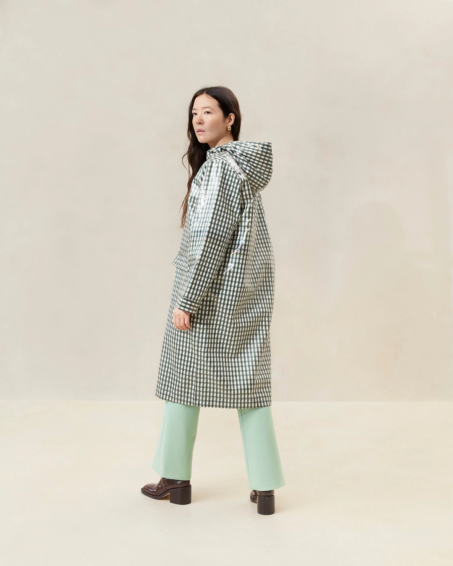Loeffler Randall Kat Evergreen Gingham Rain Coat 3 Loeffler Randall Kat Evergreen Gingham Rain Coat - Image 3