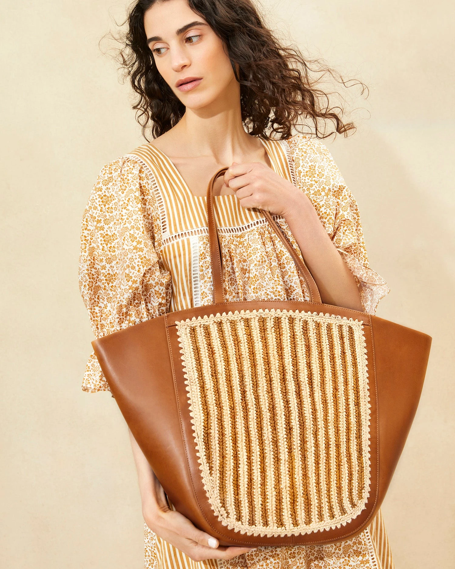 Loeffler Randall Katia Natural/Brown Winged Tote 5 Loeffler Randall Katia Natural/Brown Winged Tote - Image 5