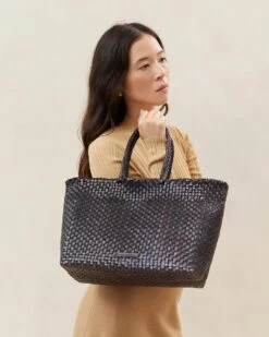 Loeffler Randall Klara Chocolate/Black Woven Tote 9 Loeffler Randall Klara Chocolate/Black Woven Tote -Loeffler Randall KLARA WL CHOBL 046copy