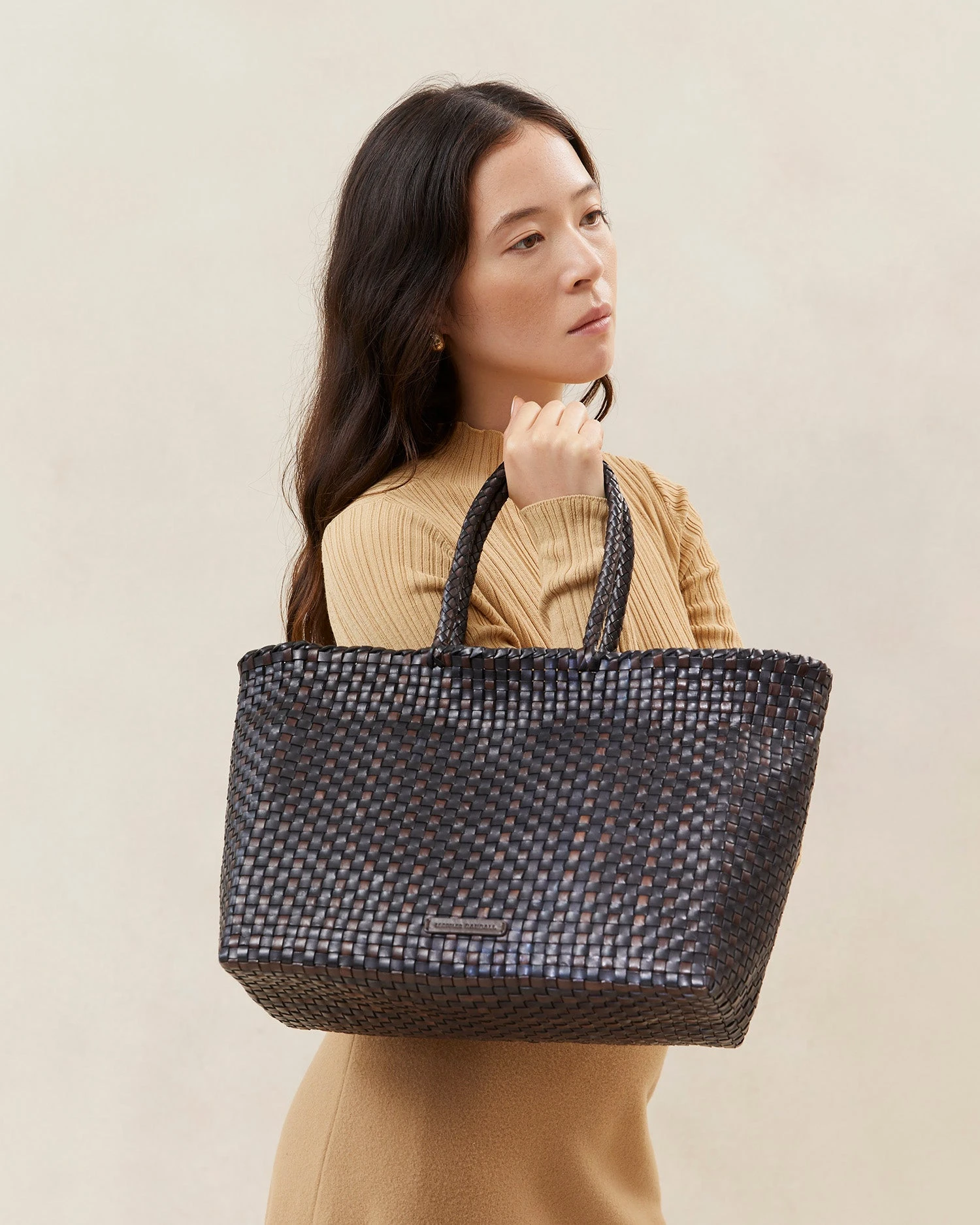 Loeffler Randall Klara Chocolate/Black Woven Tote 5 Loeffler Randall Klara Chocolate/Black Woven Tote - Image 5