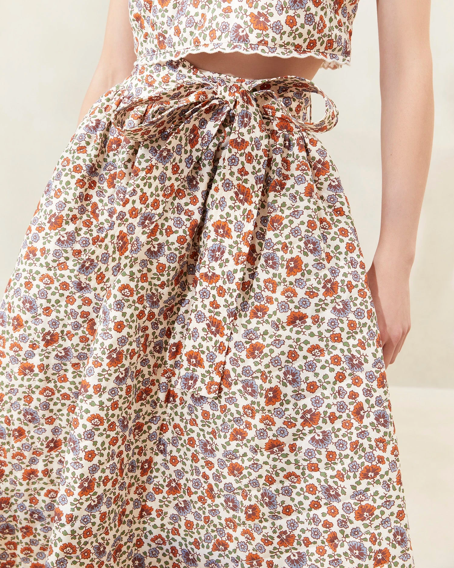 Loeffler Randall Leigh Cream Floral Quilted Skirt 2 Loeffler Randall Leigh Cream Floral Quilted Skirt - Image 2