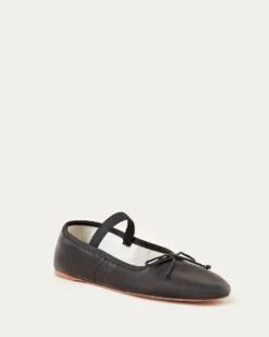 Loeffler Randall Leonie Black Leather Ballet Flat
