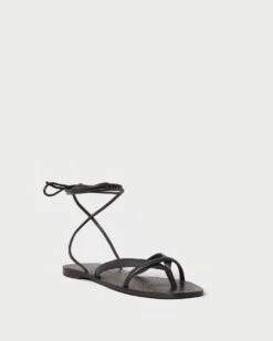 Loeffler Randall Lilla Black Thong Wrap Sandal