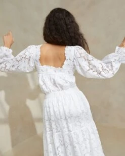 Loeffler Randall Lilibet Cream Square Neck Top -Loeffler Randall LILLIBET LACE IVORY 3 1