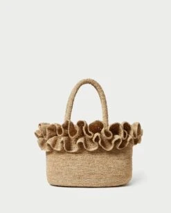 Loeffler Randall Lori Natural Raffia Ruffle Tote