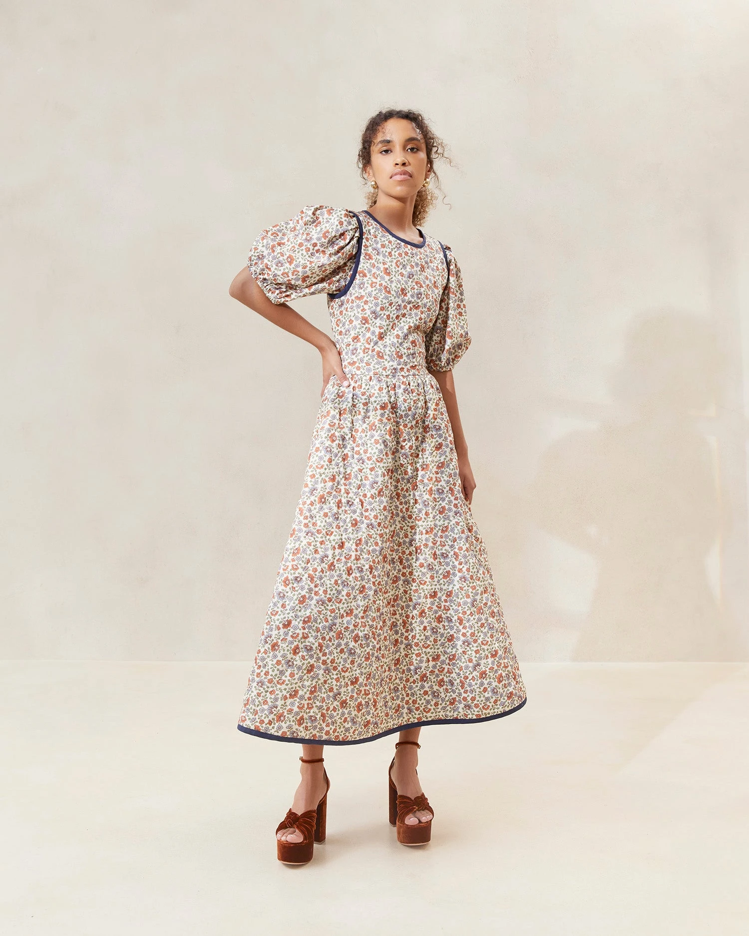 Loeffler Randall Lottie Cream Floral Quilted Dress 1 Loeffler Randall Lottie Cream Floral Quilted Dress