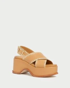 Loeffler Randall Mae Honey/Natural Platform Sandal