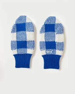 Loeffler Randall Marcel Blue/Cream Knit Mittens