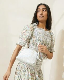 Loeffler Randall Marybeth White Mini Woven Crossbody -Loeffler Randall MARYBETH SWL WHITE 1014