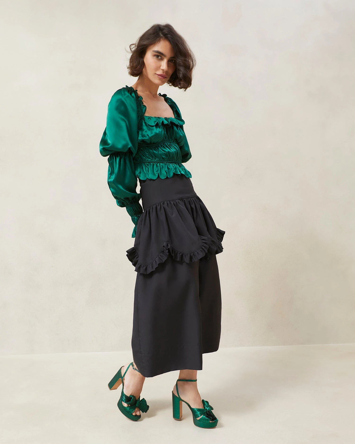 Loeffler Randall Milo Black Scalloped Ruffle Skirt 1 Loeffler Randall Milo Black Scalloped Ruffle Skirt