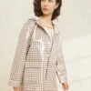 Loeffler Randall Misty Brown Gingham Rain Jacket