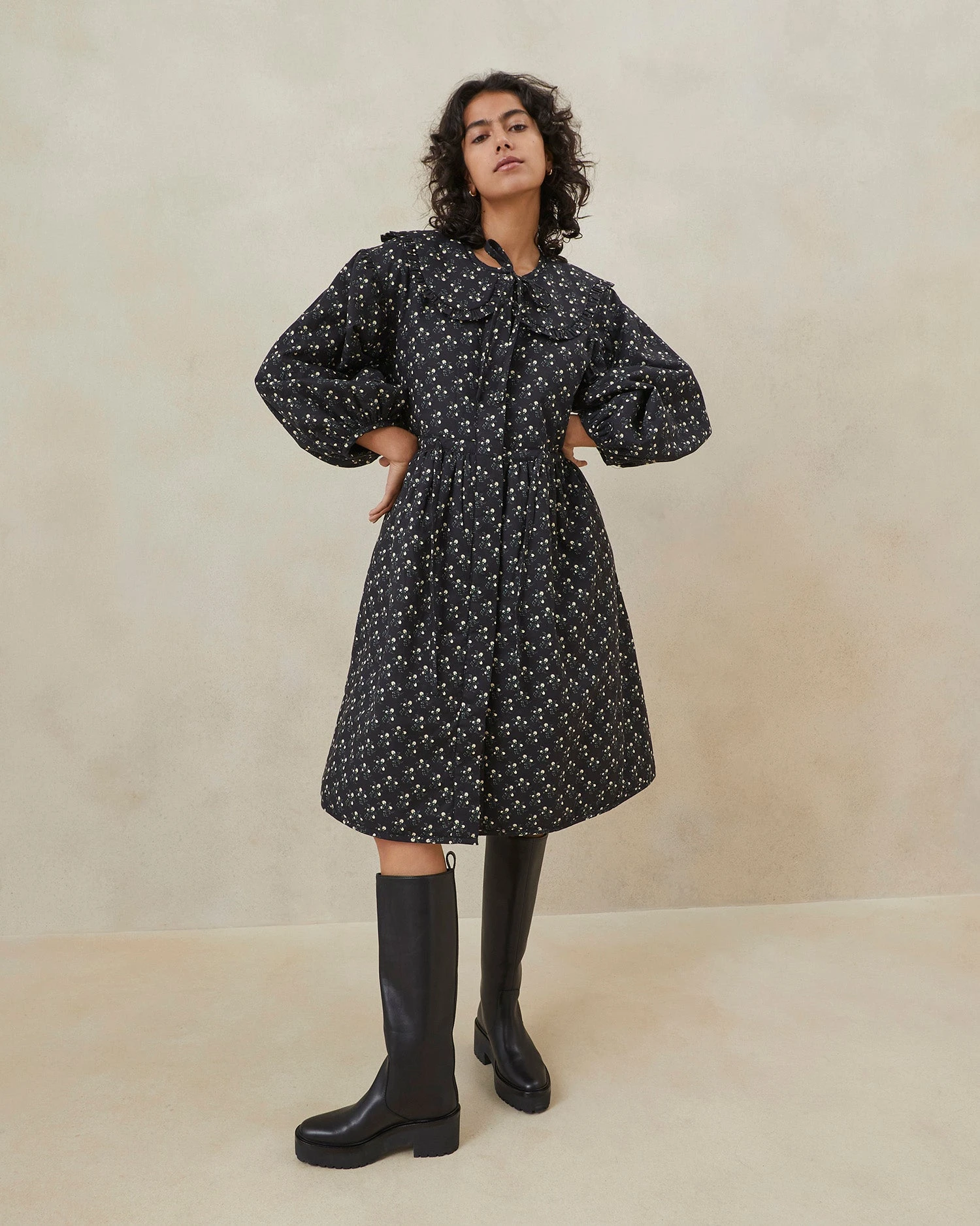 Loeffler Randall Nari Black Floral Coat Dress 1 Loeffler Randall Nari Black Floral Coat Dress
