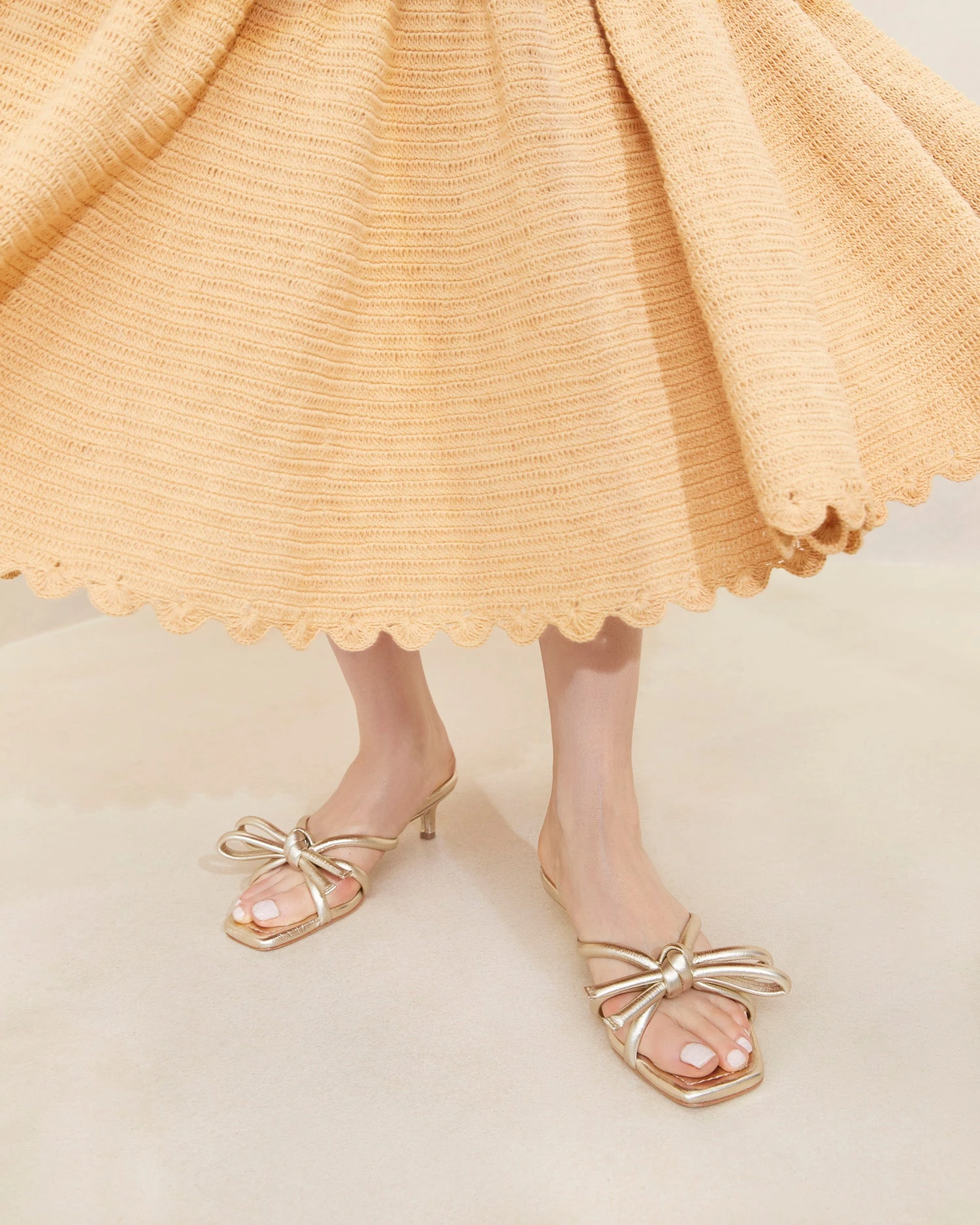 Loeffler Randall Neely Champagne Bow Kitten-Heel Sandal 5 Loeffler Randall Neely Champagne Bow Kitten-Heel Sandal - Image 5