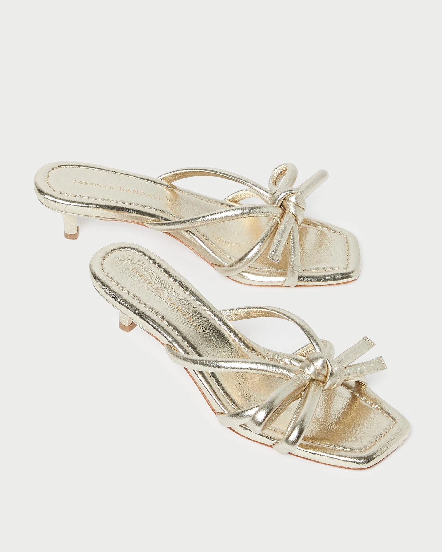 Loeffler Randall Neely Champagne Bow Kitten-Heel Sandal 4 Loeffler Randall Neely Champagne Bow Kitten-Heel Sandal - Image 4