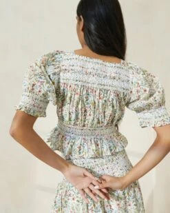 Loeffler Randall Nicola Floral Puff-Sleeve Cinched Blouse -Loeffler Randall NICOLACINCHEDBLOUSEWITHPUFFSLEEVE CCLPM 792 1