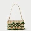 Loeffler Randall Odette Natural/Green Ruffle Clutch
