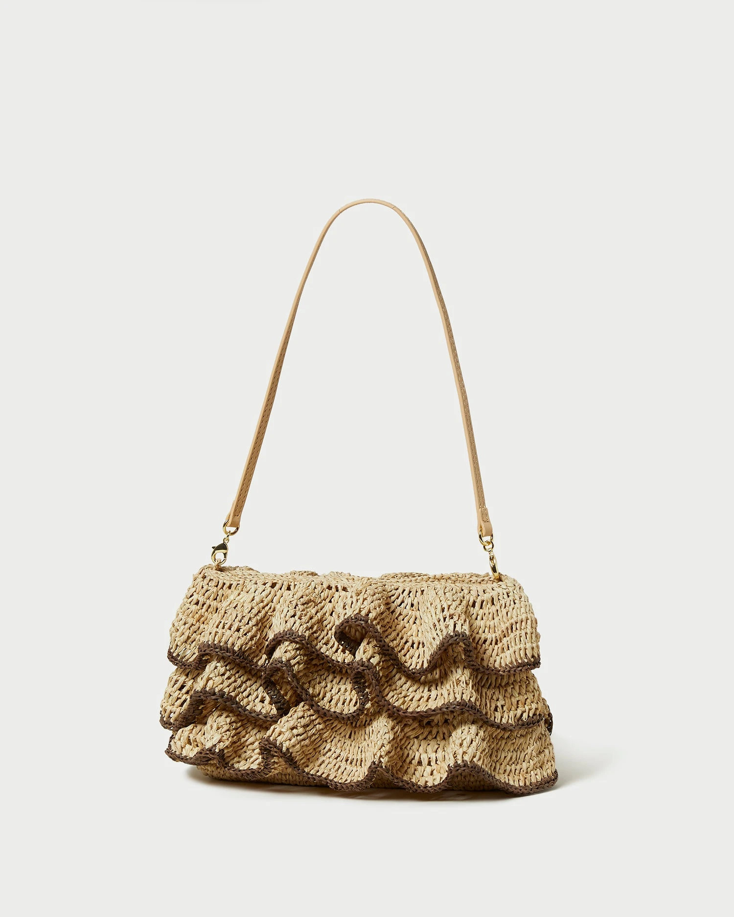 Loeffler Randall Odette Natural/Brown Ruffle Clutch 3 Loeffler Randall Odette Natural/Brown Ruffle Clutch - Image 3