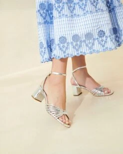 Loeffler Randall Olivia Silver Knot Mid-Heel 9 Loeffler Randall Olivia Silver Knot Mid-Heel -Loeffler Randall OLIVIA EMSK SILVR 175copy