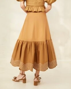 Loeffler Randall Opal Brown Ruffle-Hem Skirt -Loeffler Randall OPAL BROWN 124copy2