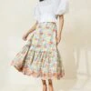 Loeffler Randall Opal Multi Floral Ruffle-Hem Skirt