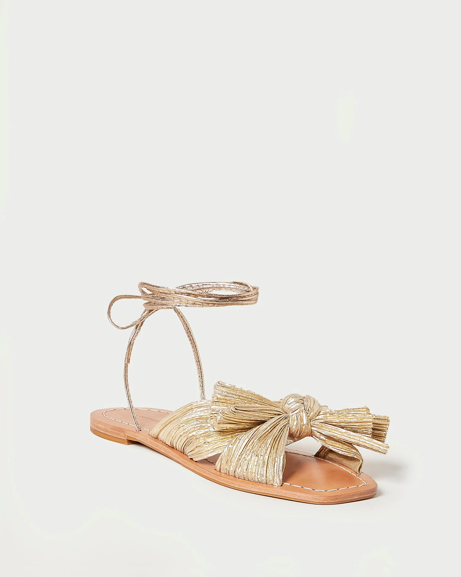 Loeffler Randall Peony Gold Pleated Bow Slide 1 Loeffler Randall Peony Gold Pleated Bow Slide