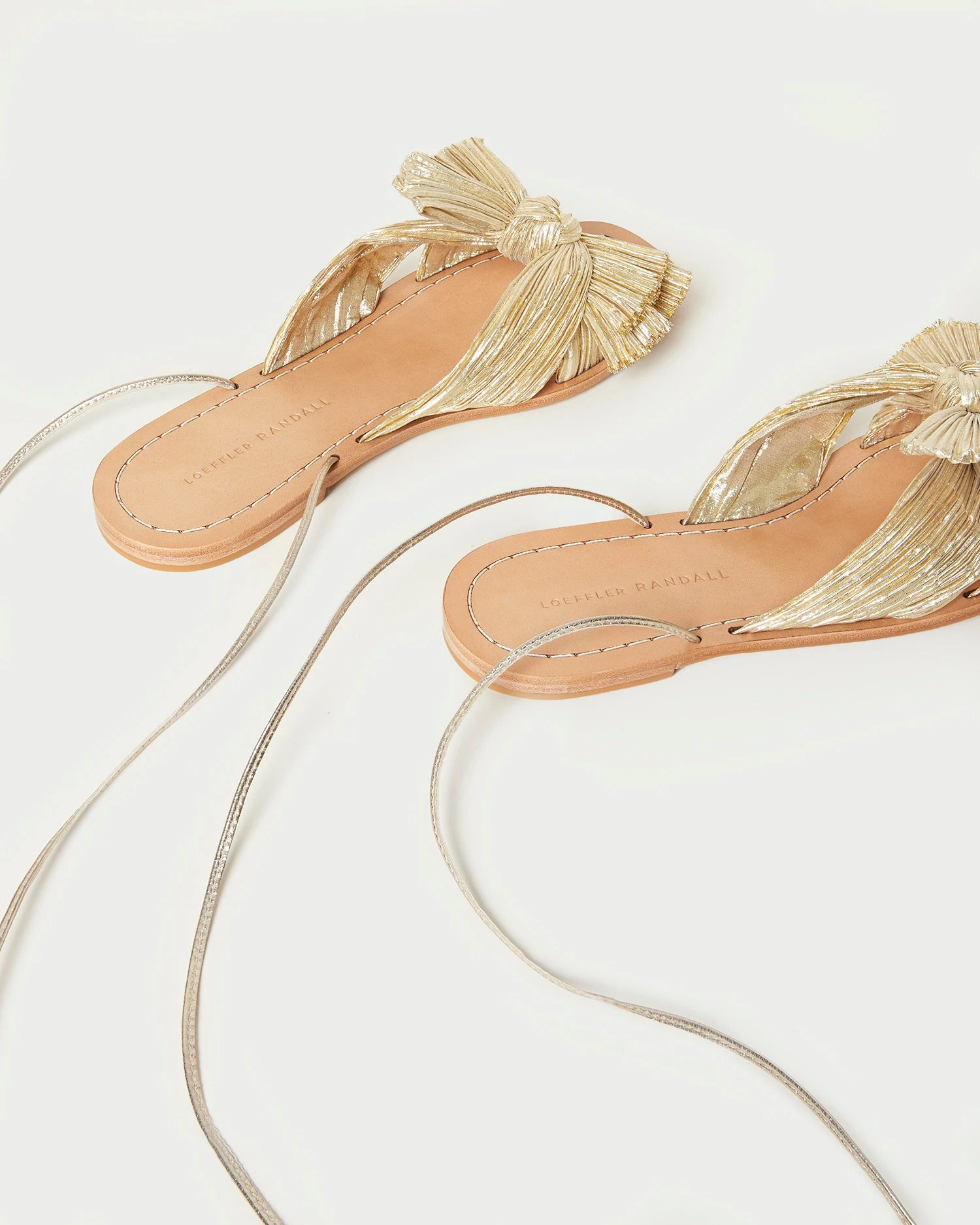 Loeffler Randall Peony Gold Pleated Bow Slide 3 Loeffler Randall Peony Gold Pleated Bow Slide - Image 3