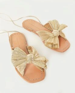 Loeffler Randall Peony Gold Pleated Bow Slide 8 Loeffler Randall Peony Gold Pleated Bow Slide -Loeffler Randall PEONY PLA GOLD 4