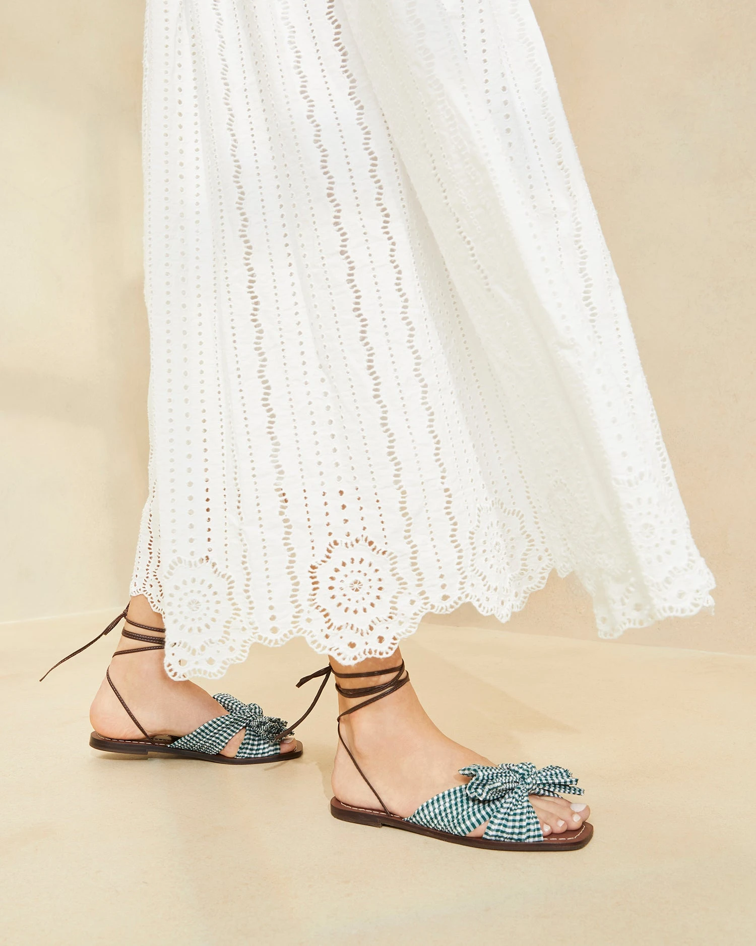 Loeffler Randall Peony Green Gingham Bow Slide 5 Loeffler Randall Peony Green Gingham Bow Slide - Image 5