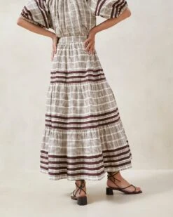 Loeffler Randall Romily Chocolate Plaid Tiered Skirt -Loeffler Randall ROMILY CTNR CHOPL 3