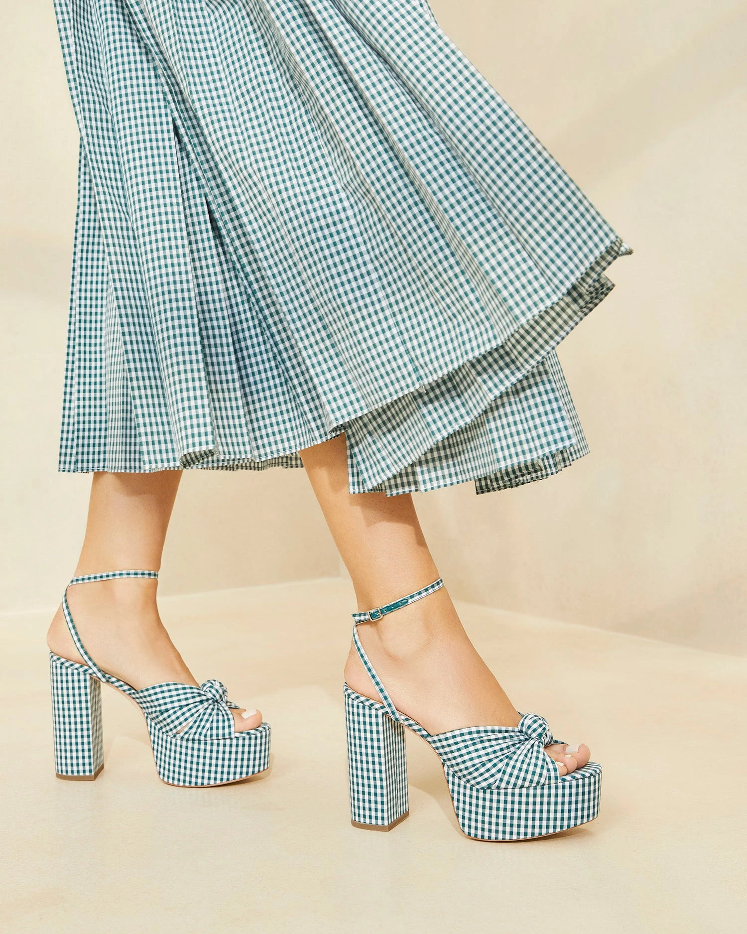 Loeffler Randall Roz Green Gingham Knot Platform 5 Loeffler Randall Roz Green Gingham Knot Platform - Image 5