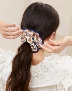 Loeffler Randall Sally Geo Floral Crocheted-Edge Scrunchie -Loeffler Randall SALLY CTNC GEOFN 018copy