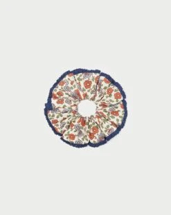Loeffler Randall Sally Geo Floral Crocheted-Edge Scrunchie