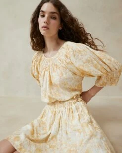 Loeffler Randall Sloane Vine Floral Smocked Top -Loeffler Randall SLOANE SCO TONVF 3