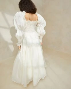 Loeffler Randall Suzette Cream Smocked Organza Dress -Loeffler Randall SUSETTE SO WHITE 3