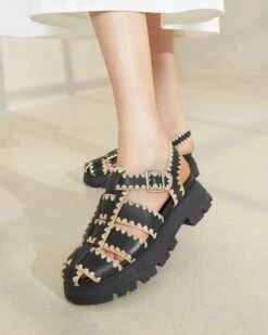 Loeffler Randall Talia Black/Natural Caged Sandal 9 Loeffler Randall Talia Black/Natural Caged Sandal -Loeffler Randall TALIA RL BLANA 594