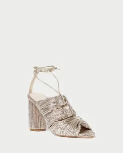 Loeffler Randall Teresa Champagne Pleated Lace-Up Sandal