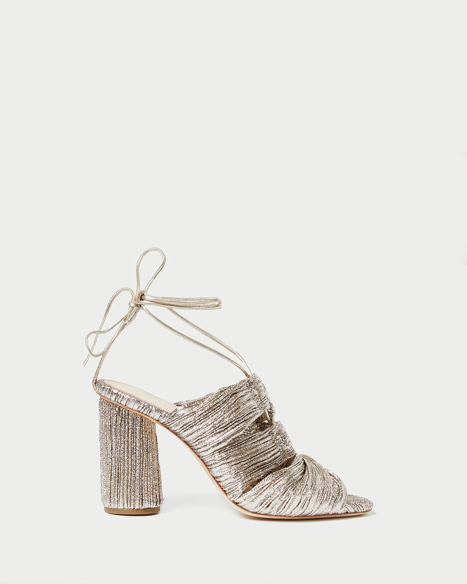 Loeffler Randall Teresa Champagne Pleated Lace-Up Sandal 2 Loeffler Randall Teresa Champagne Pleated Lace-Up Sandal - Image 2