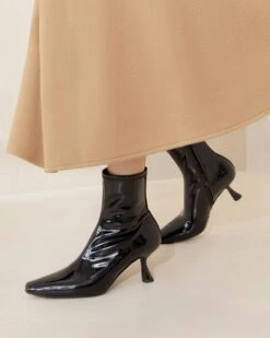 Loeffler Randall Thandy Black Leather Curved Bootie 9 Loeffler Randall Thandy Black Leather Curved Bootie -Loeffler Randall THANDY STPA BLACK 086copy