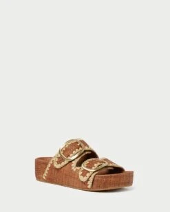Loeffler Randall Theo Brown/Natural Footbed Sandal