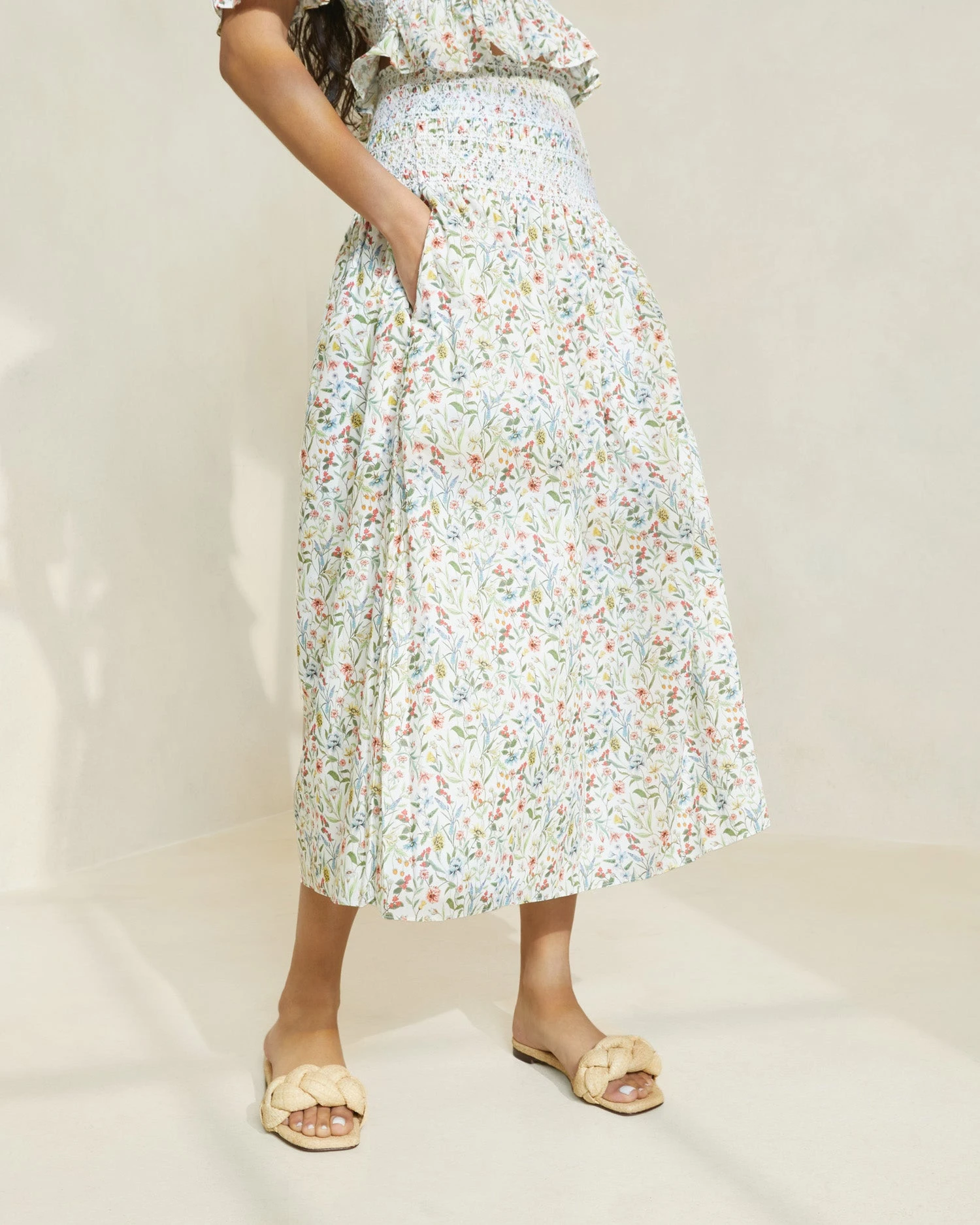 Loeffler Randall Theodora Floral Cinched-Waist Midi Skirt 2 Loeffler Randall Theodora Floral Cinched-Waist Midi Skirt - Image 2