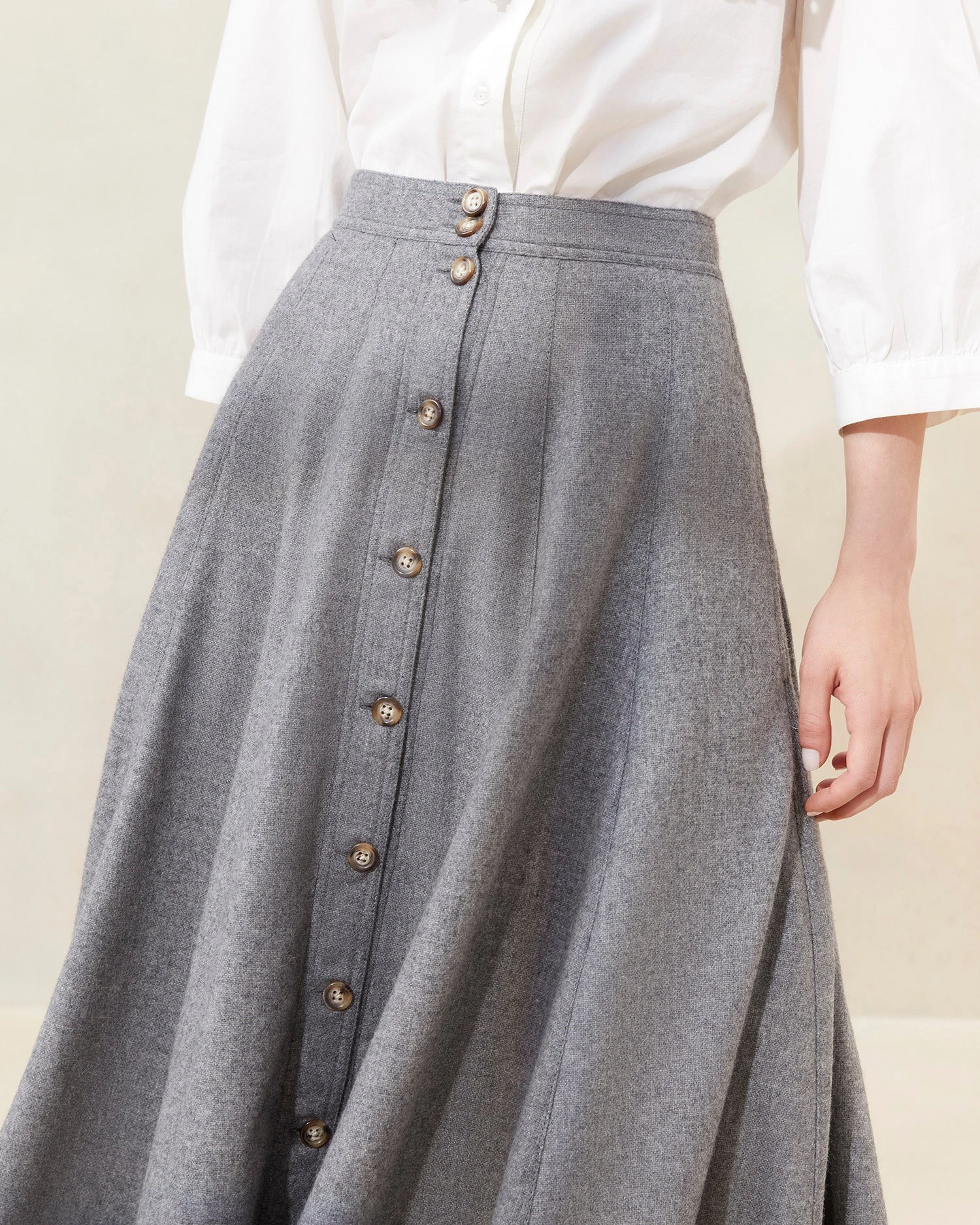 Loeffler Randall Wilda Grey Button-Front Skirt 2 Loeffler Randall Wilda Grey Button-Front Skirt - Image 2