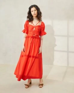 Loeffler Randall Yael Poppy Gathered Bodice Dress