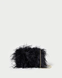 Loeffler Randall Zahara Black Mini Feather Pouch