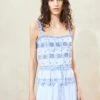 Loeffler Randall Zelda Blue Stripe Broderie Camisole
