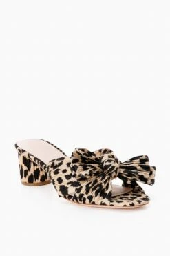 Loeffler Randall Leopard Emilia Pleated Knot Mules